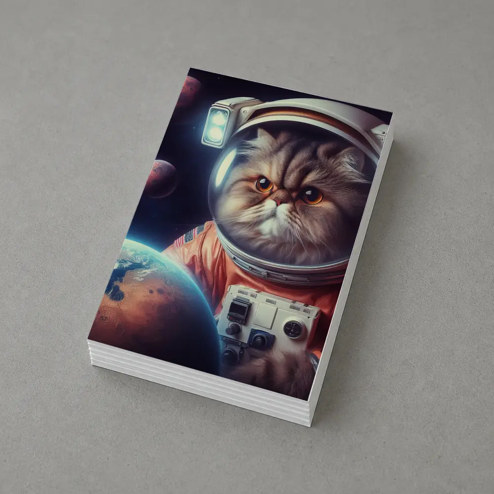 Persian Cat Astronaut Floating In Space – Postcards
