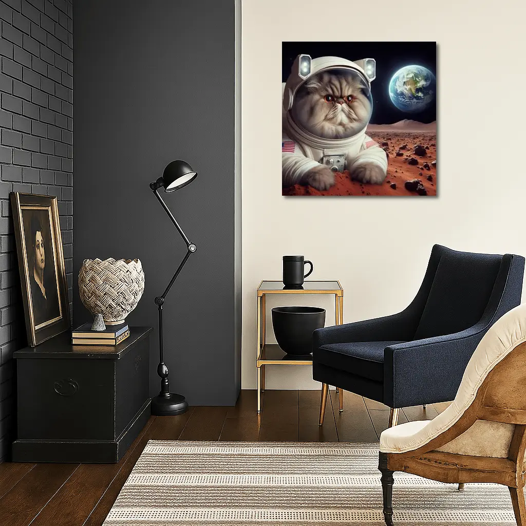 Persian Cat Astronaut On Mars Surface – Wall Art