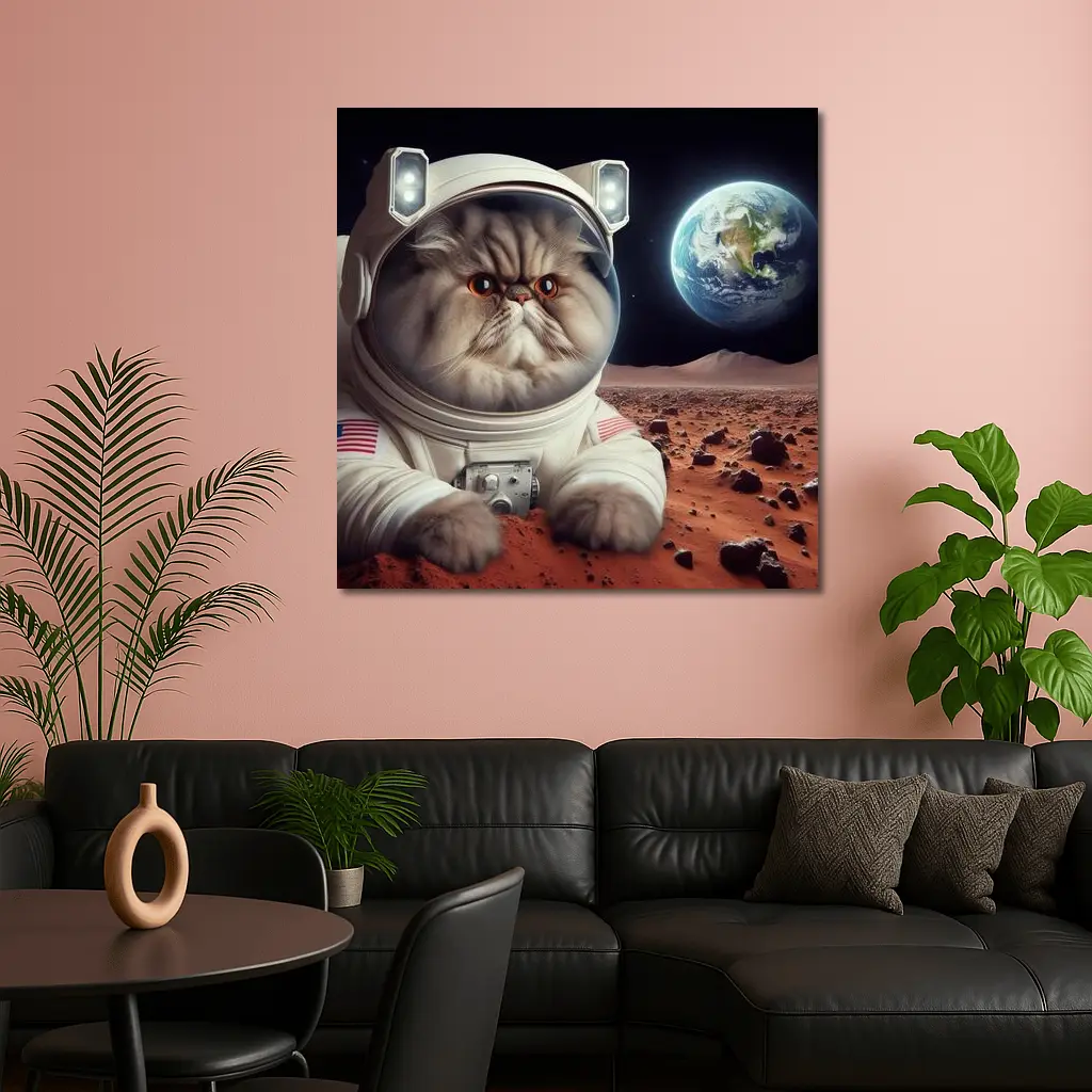 Persian Cat Astronaut On Mars Surface – Wall Art