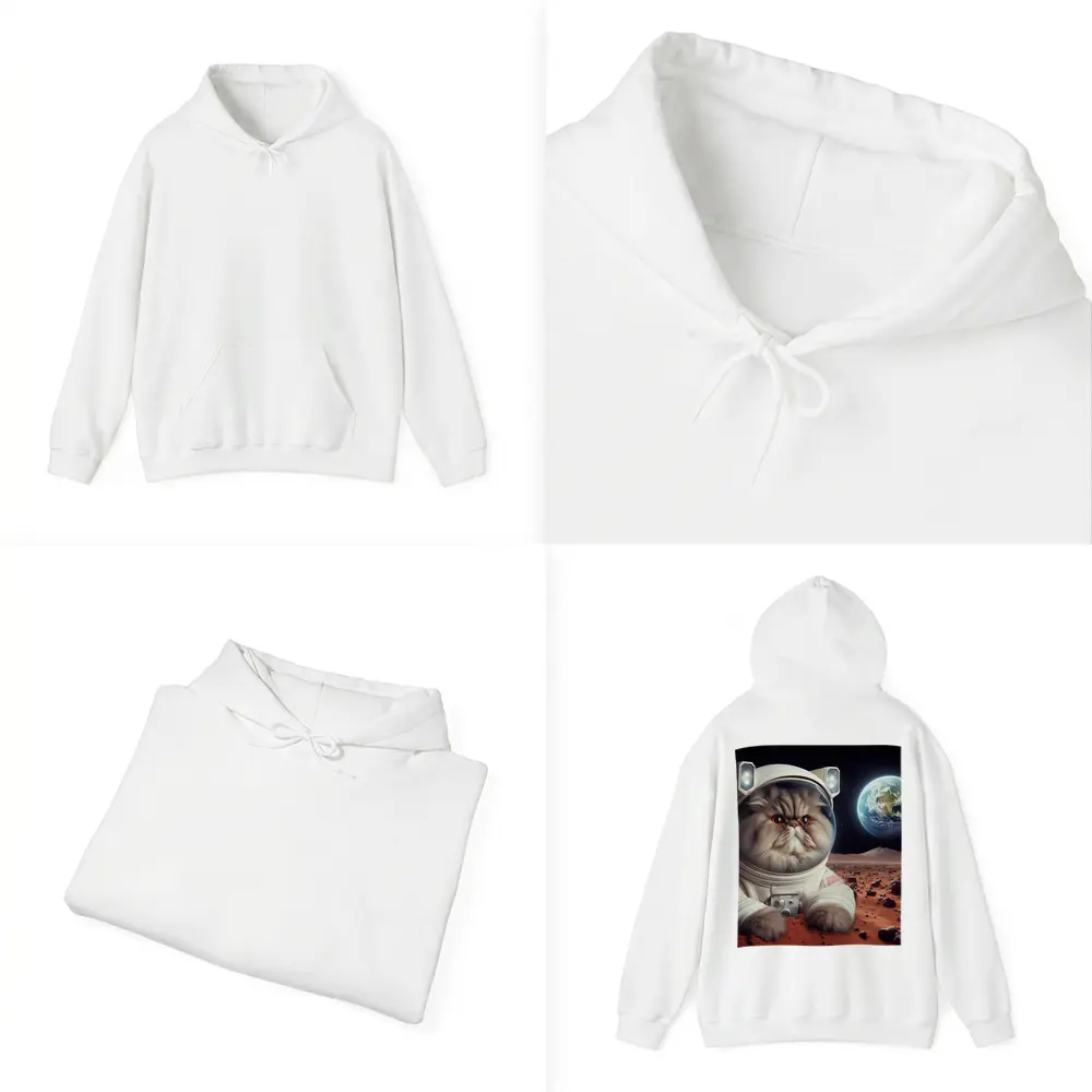 Persian Cat Astronaut On Mars Surface – Hoodies