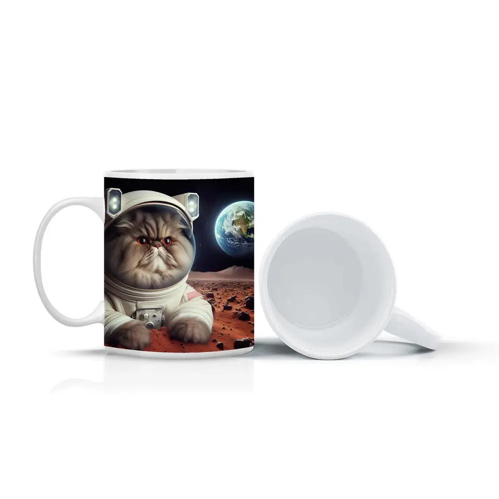 Persian Cat Astronaut On Mars Surface – Mugs