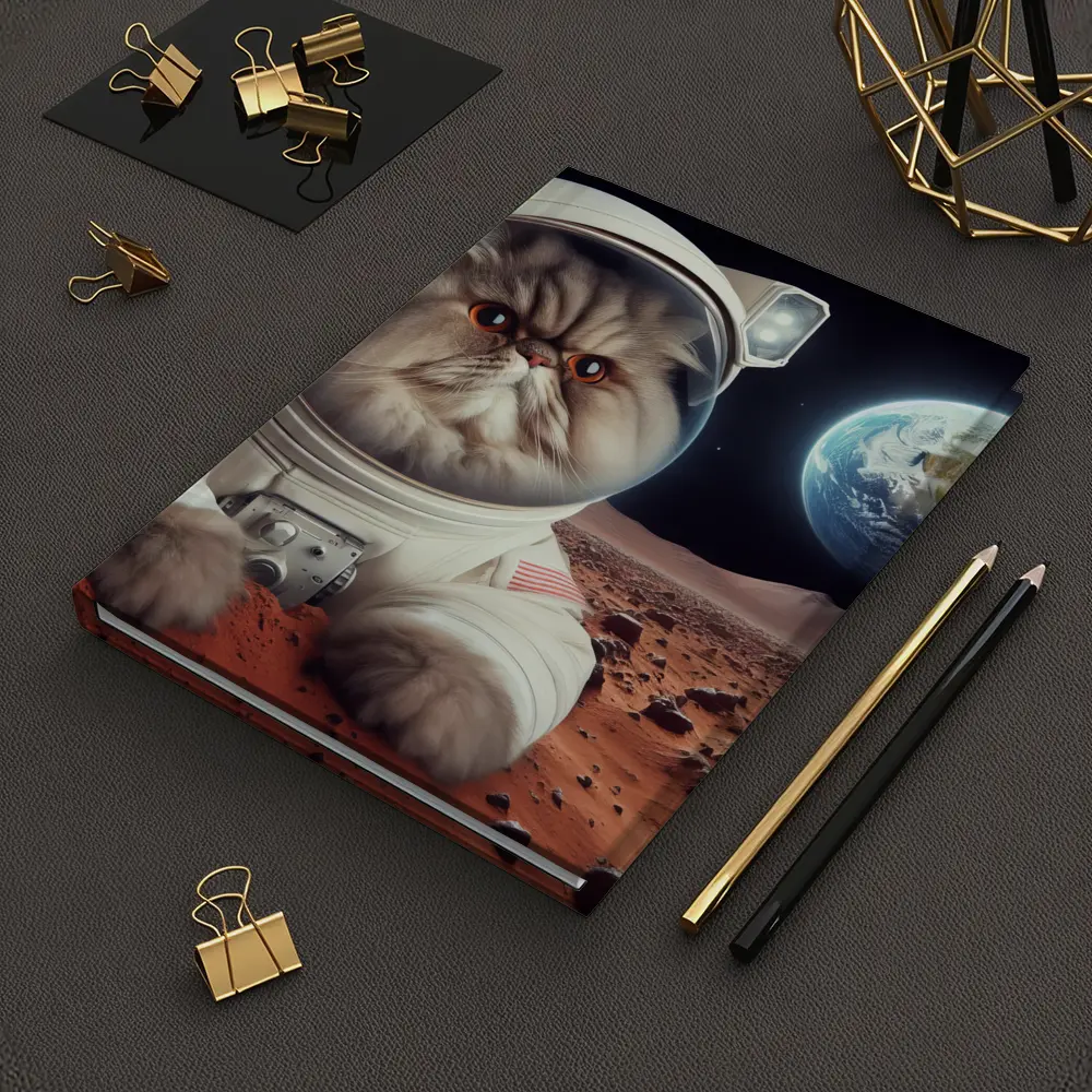 Persian Cat Astronaut On Mars Surface – Notebooks