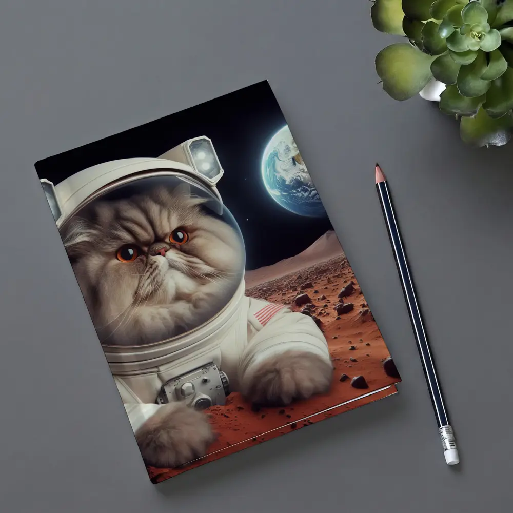 Persian Cat Astronaut On Mars Surface – Notebooks