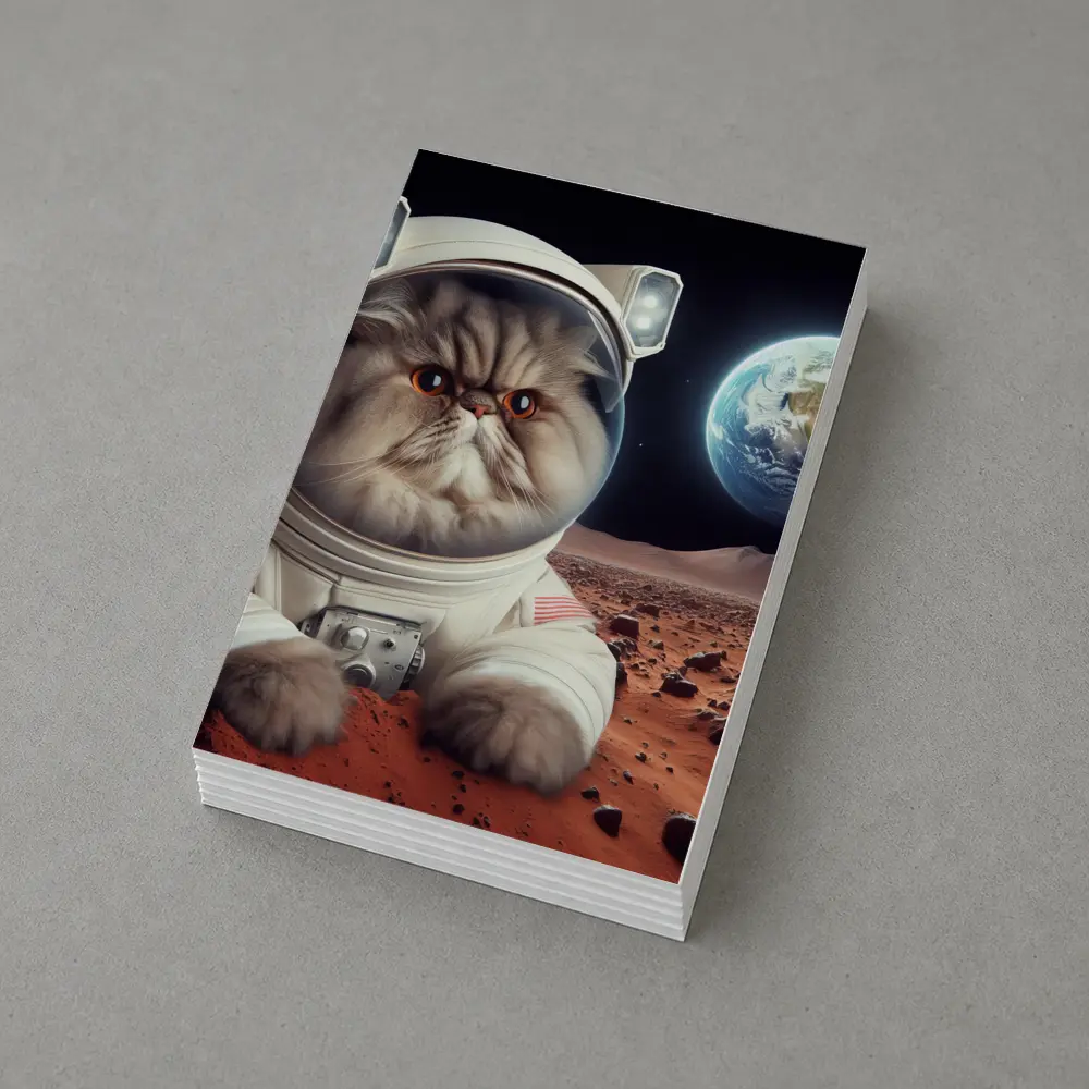 Persian Cat Astronaut On Mars Surface – Postcards