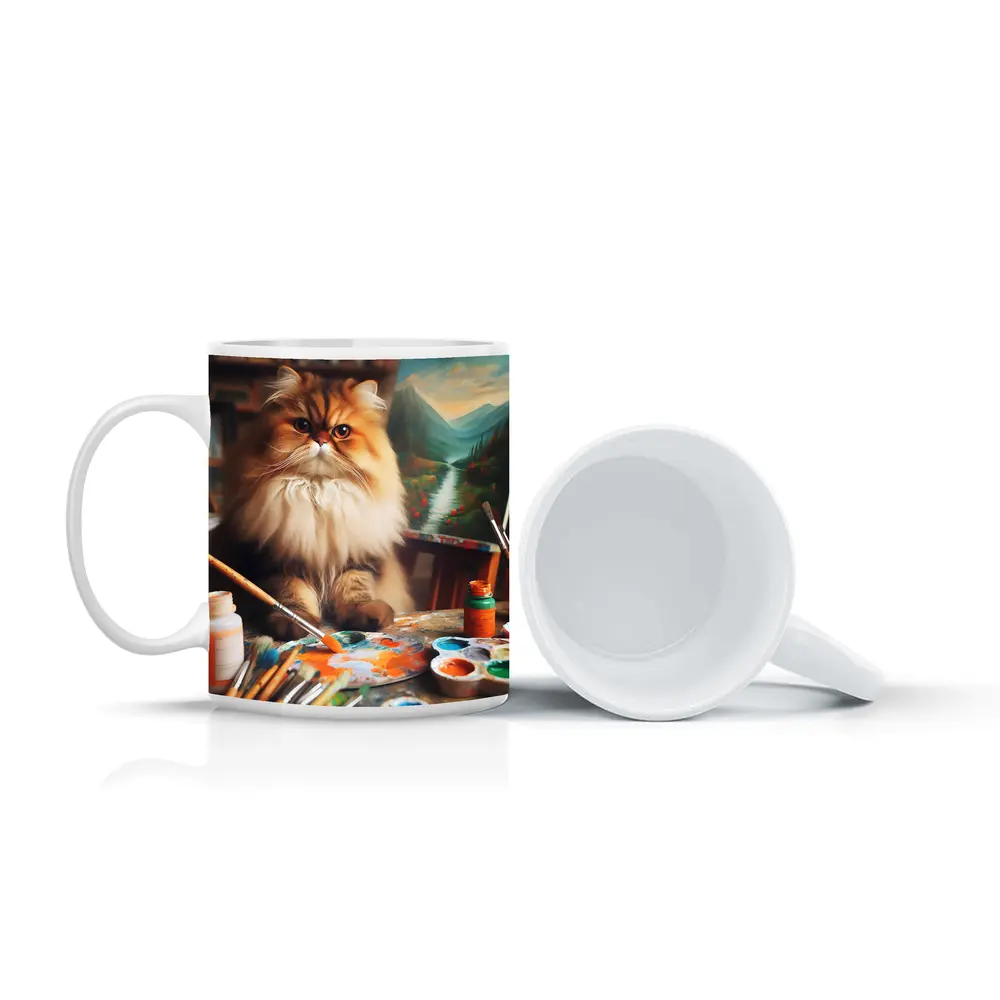 Persian Cat Artist Studio Painting Scene – Mugs