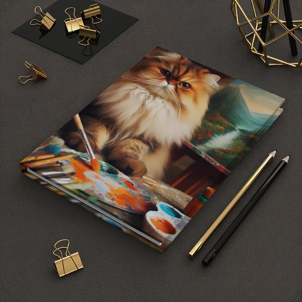 Persian Cat Artist Studio Painting Scene – Notebooks