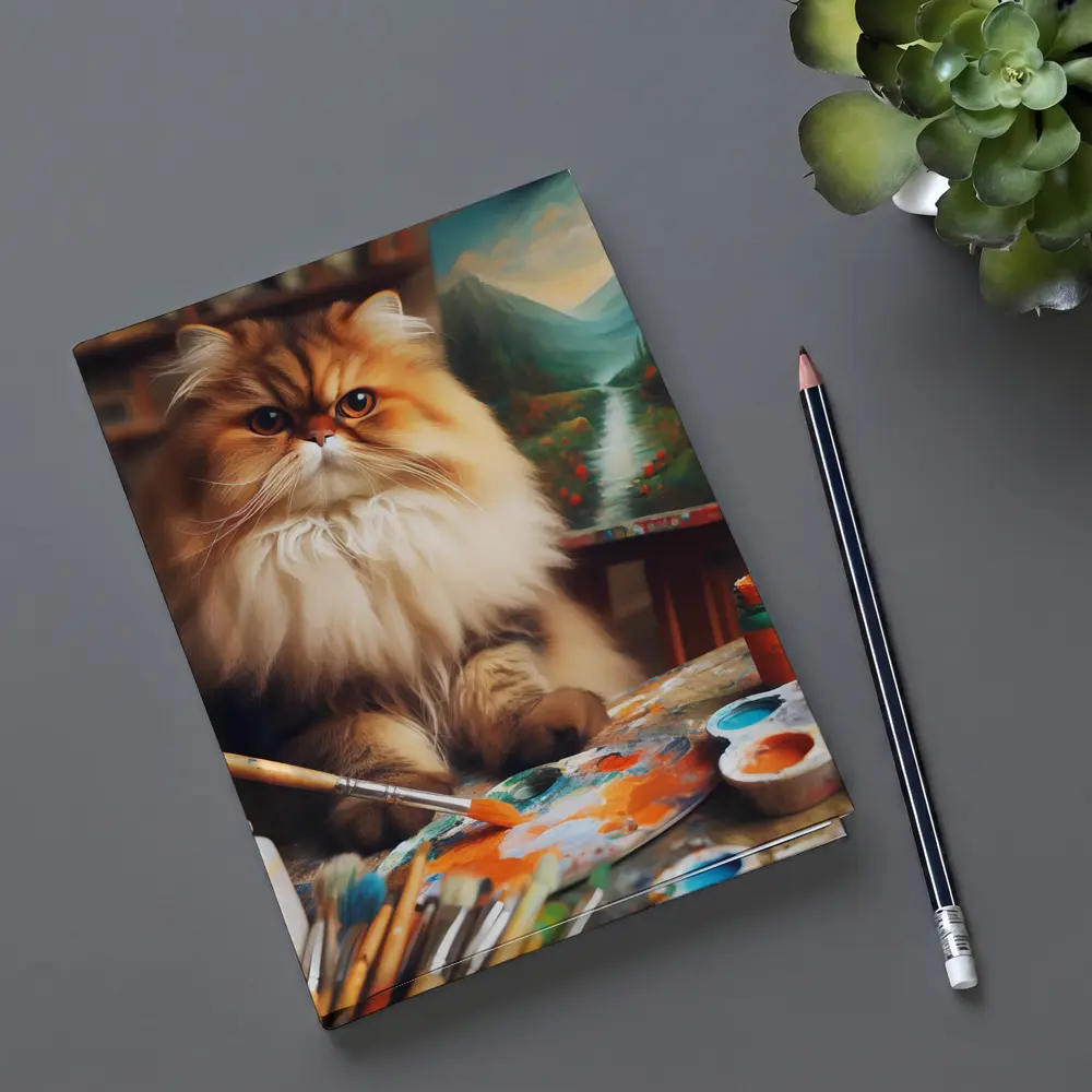 Persian Cat Artist Studio Painting Scene – Notebooks