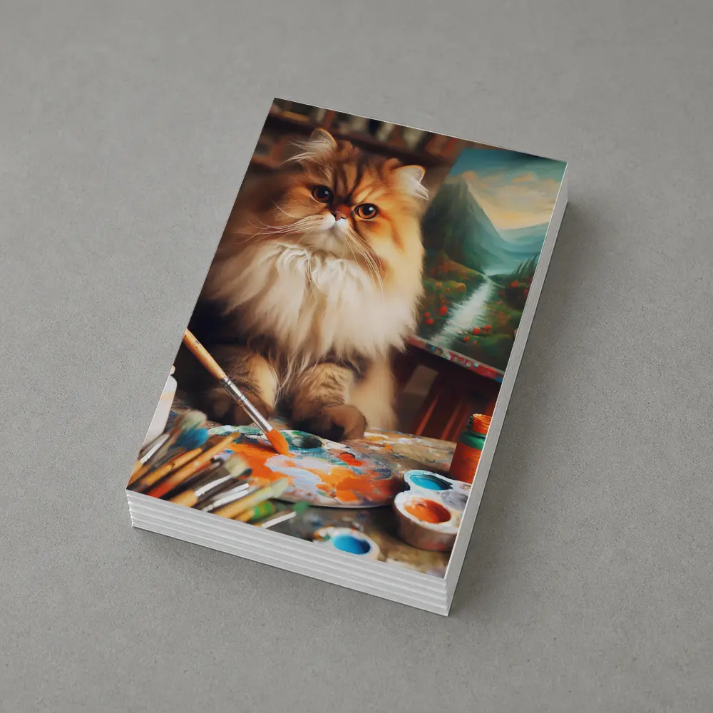 Persian Cat Artist Studio Painting Scene – Postcards