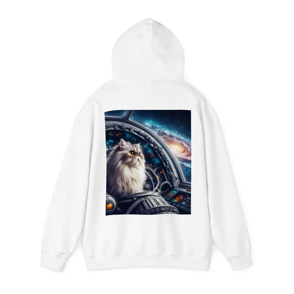 Persian Cat Piloting Spaceship Galaxy Background – Hoodies