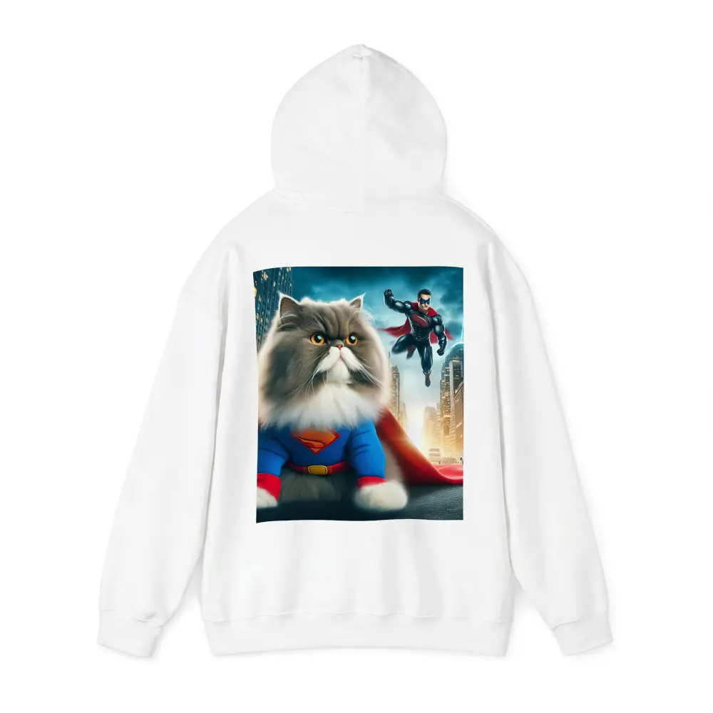 Persian Cat Superman Costume City Background – Hoodies