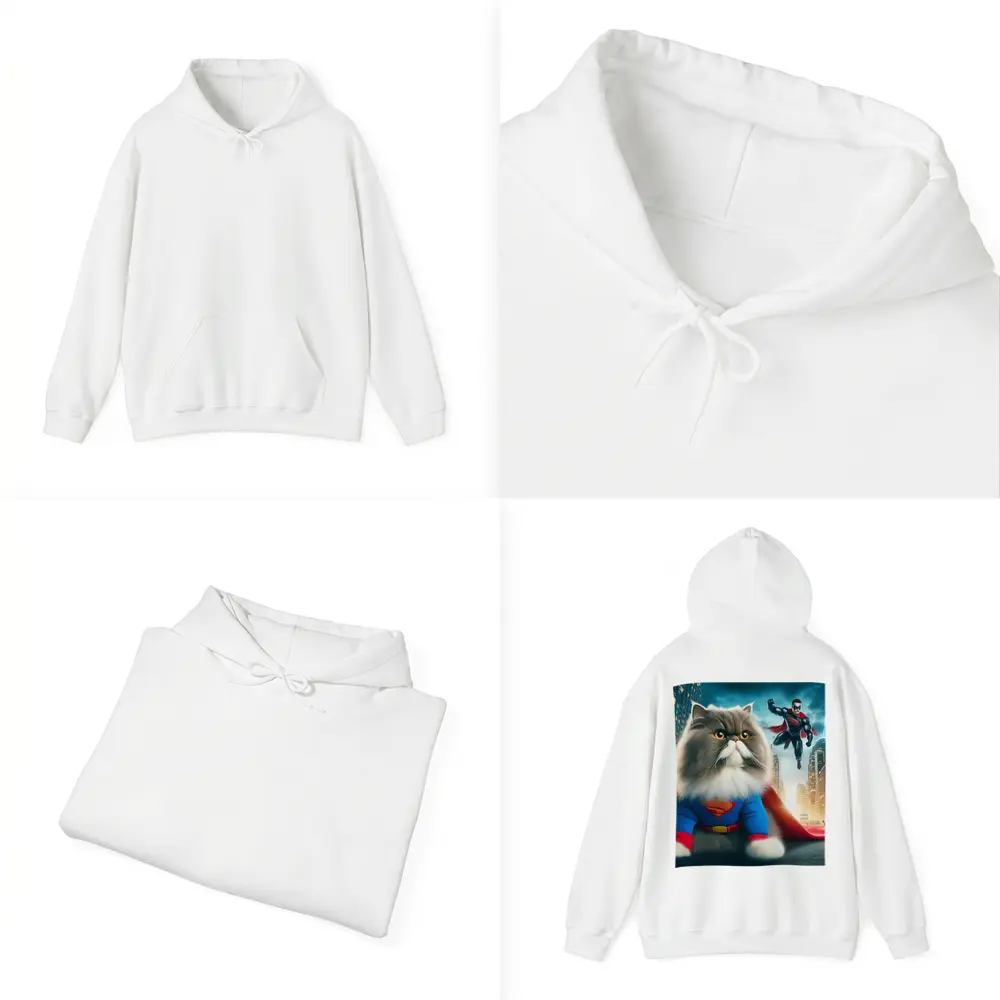Persian Cat Superman Costume City Background – Hoodies
