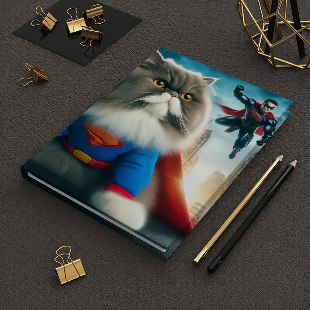 Persian Cat Superman Costume City Background – Notebooks
