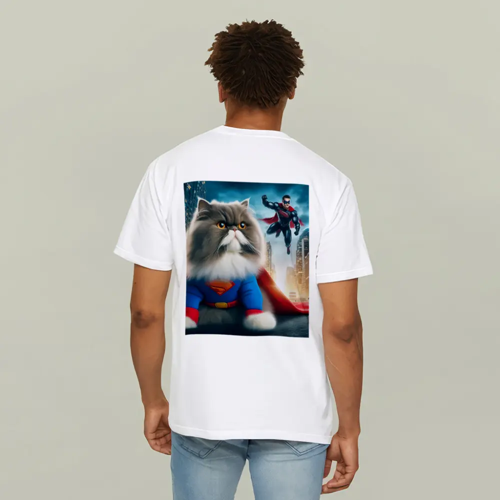 Persian Cat Superman Costume City Background – T-Shirts