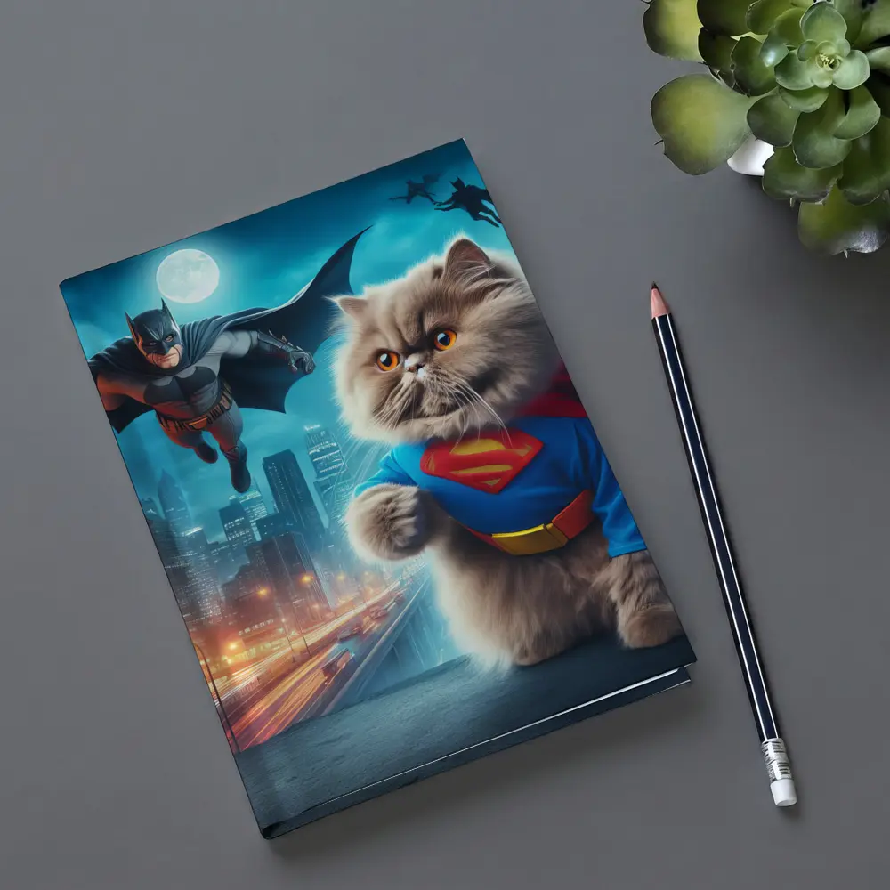 Persian Cat Superman Hero City Night – Notebooks