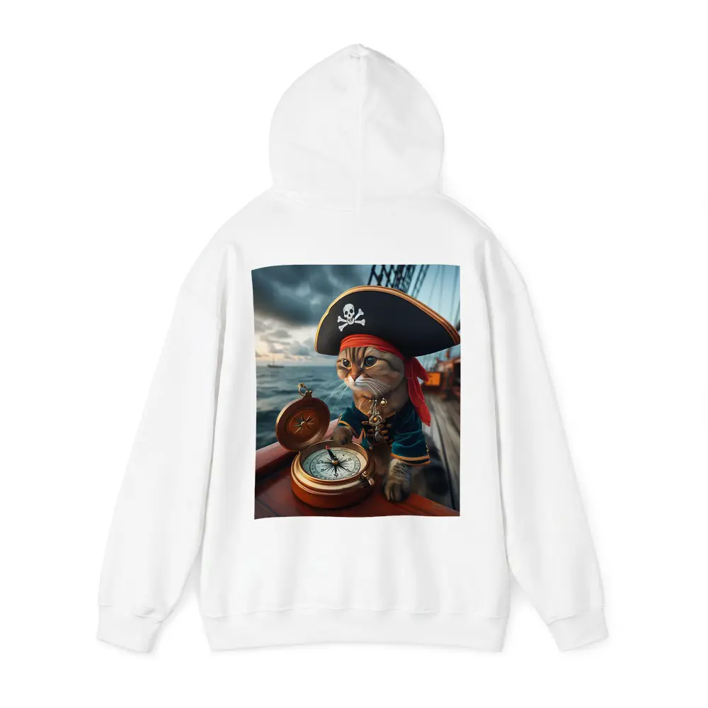 Pirate Cat With Compass On Ship – Hoodies