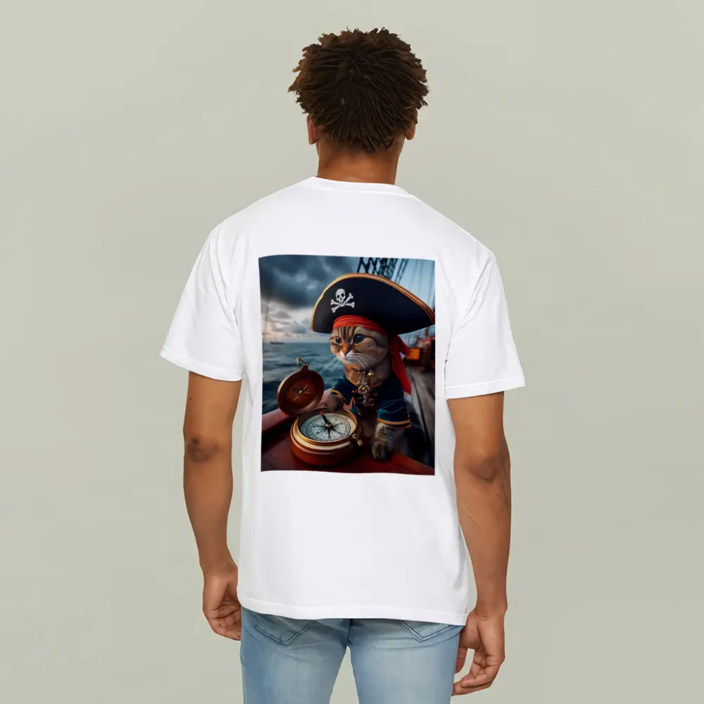 Pirate Cat With Compass On Ship – T-Shirts