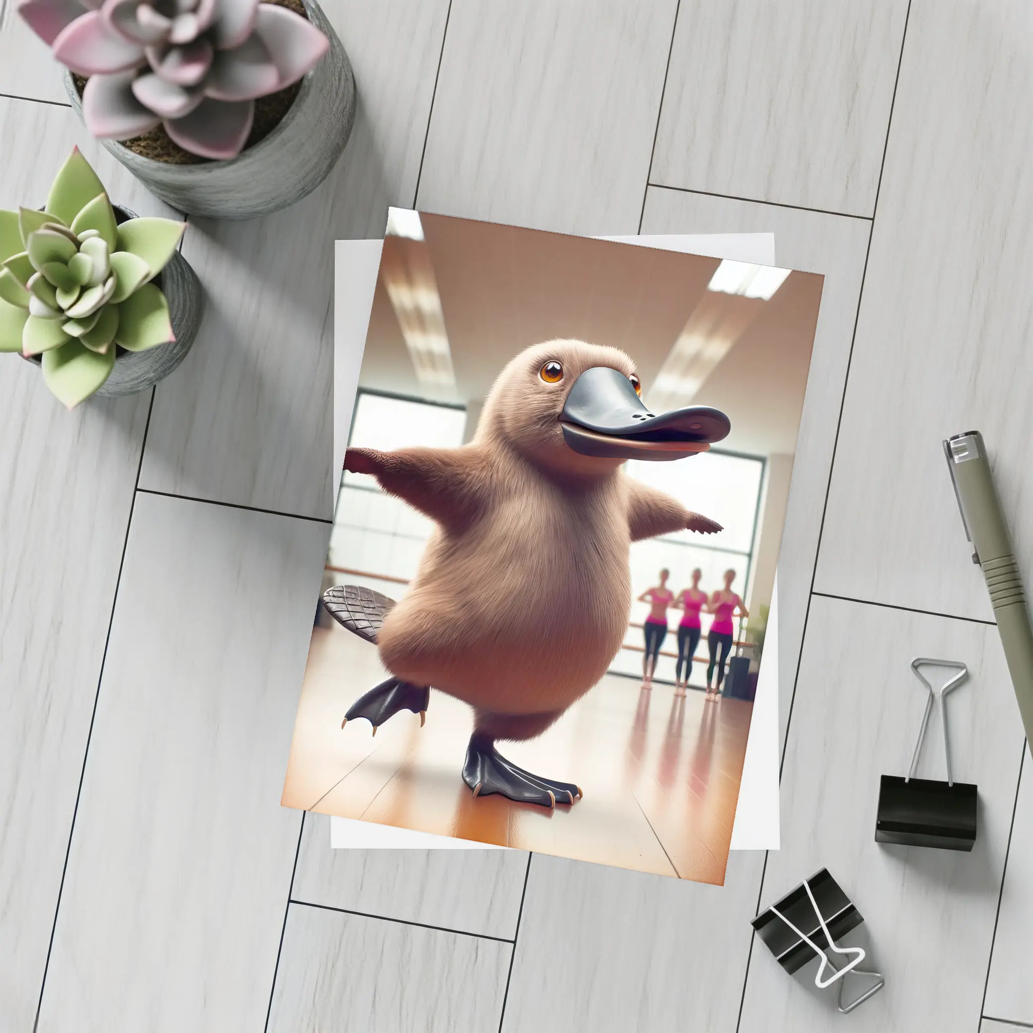 Platypus Dancing In Ballet Studio – Postcards