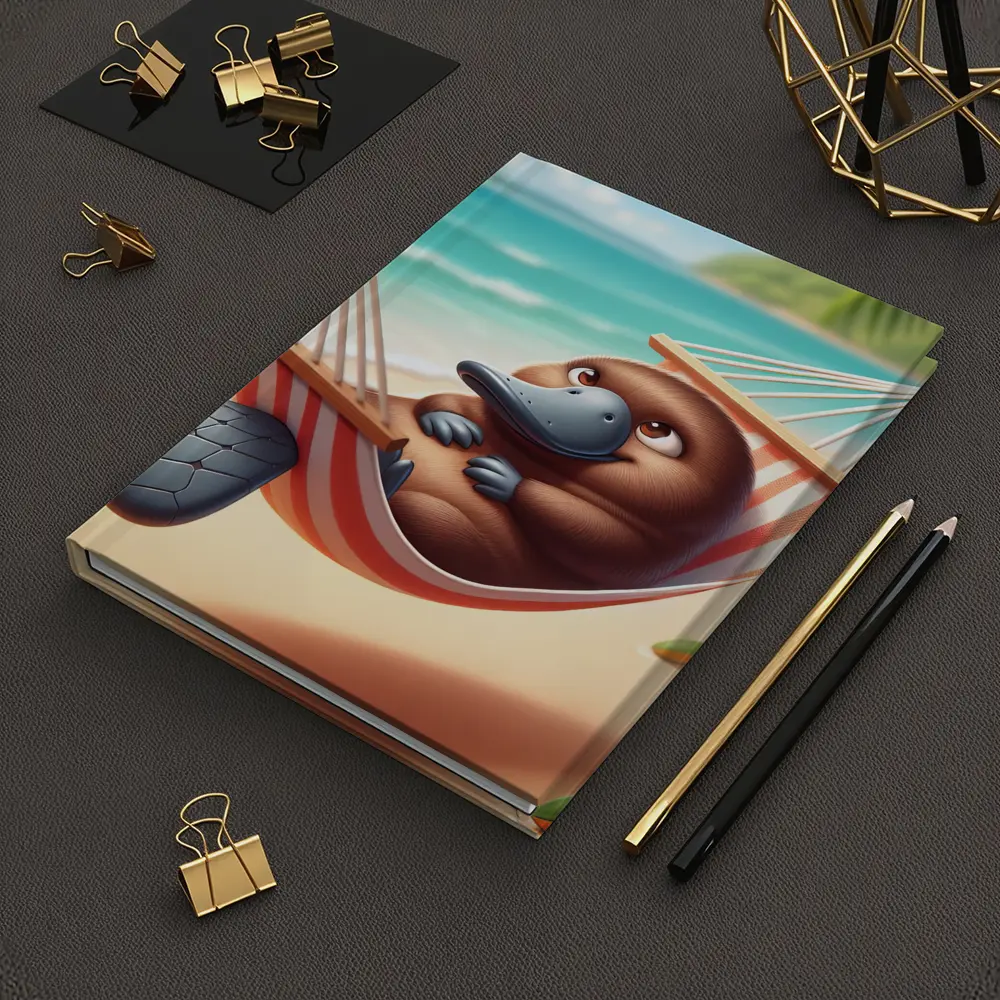 Relaxed Platypus Lounging On Tropical Beach – Notebooks