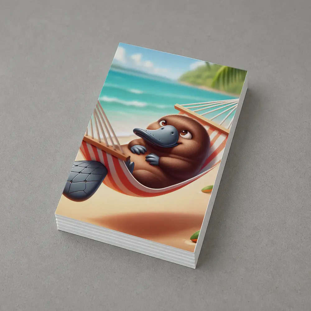 Relaxed Platypus Lounging On Tropical Beach – Postcards