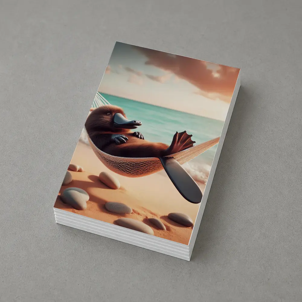 Platypus Relaxing In Hammock Beach Scene – Postcards