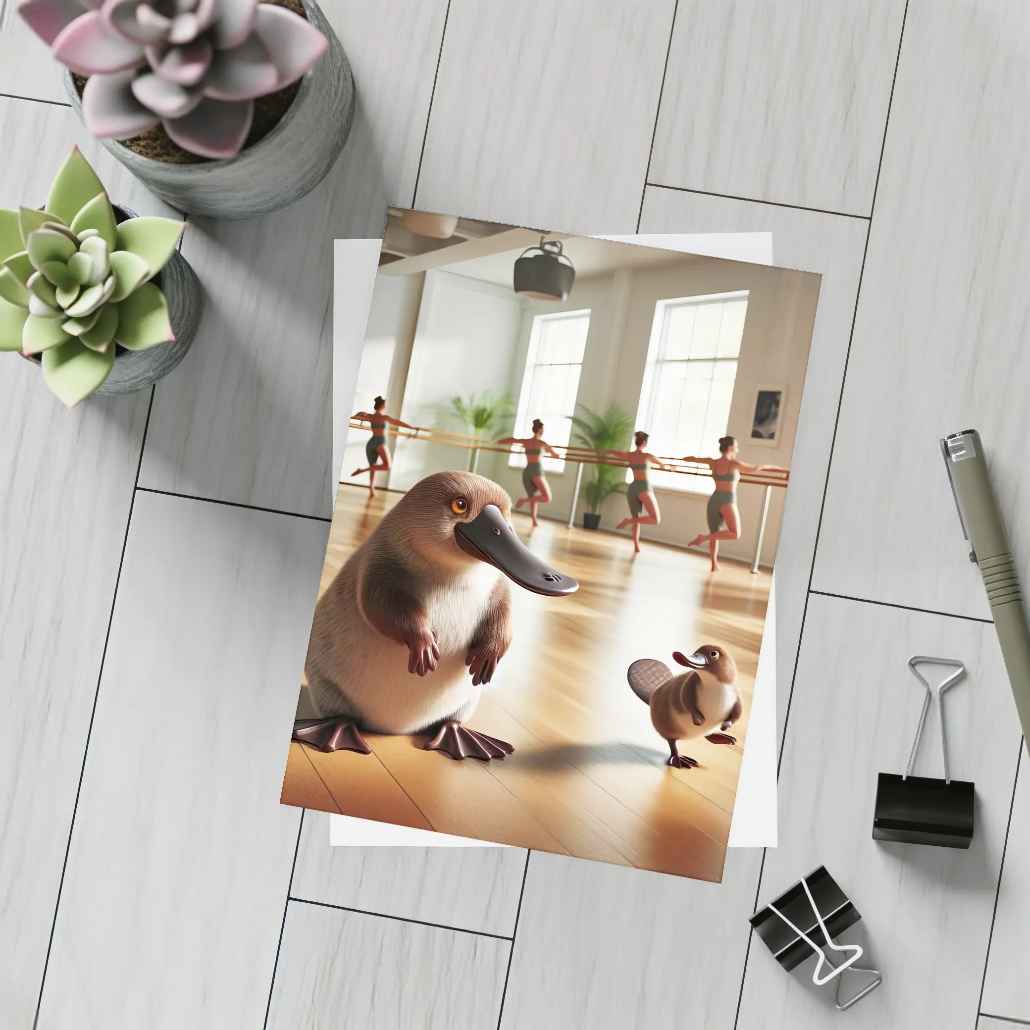 Platypus Duo In Ballet Dance Studio – Postcards