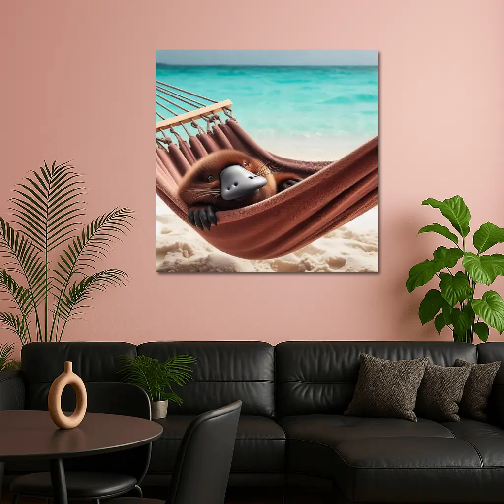 Platypus Relaxing In Beach Hammock – Wall Art