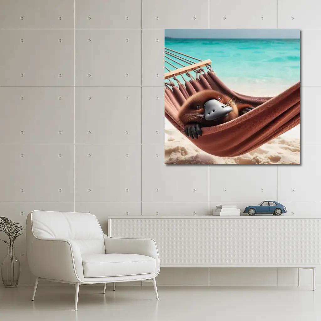 Platypus Relaxing In Beach Hammock – Wall Art