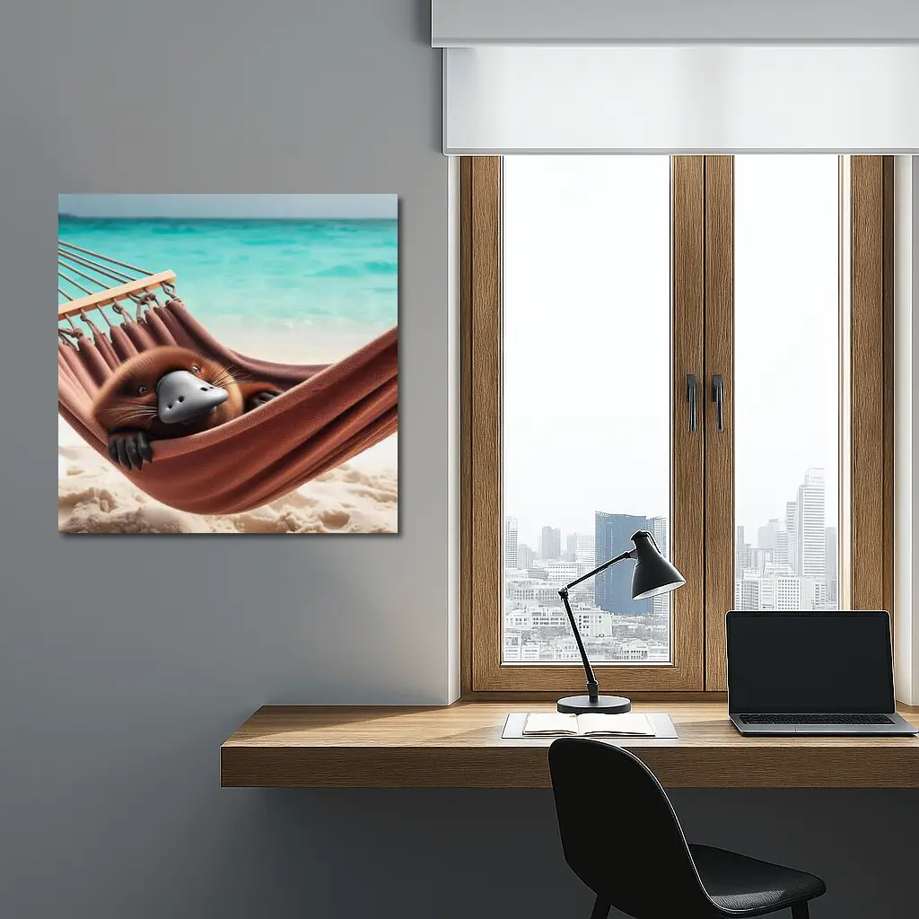 Platypus Relaxing In Beach Hammock – Wall Art