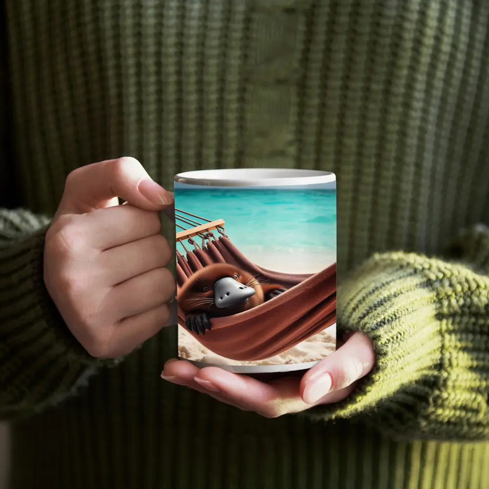 Platypus Relaxing In Beach Hammock – Mugs