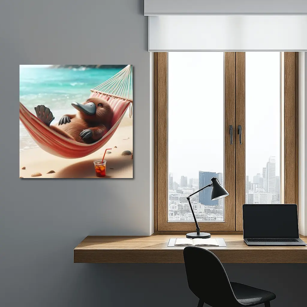 Platypus Relaxing In Beach Hammock – Wall Art