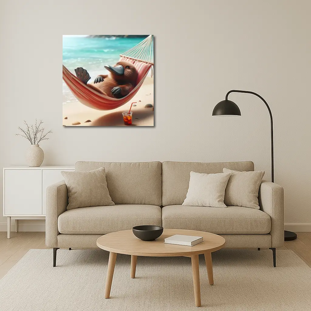 Platypus Relaxing In Beach Hammock – Wall Art