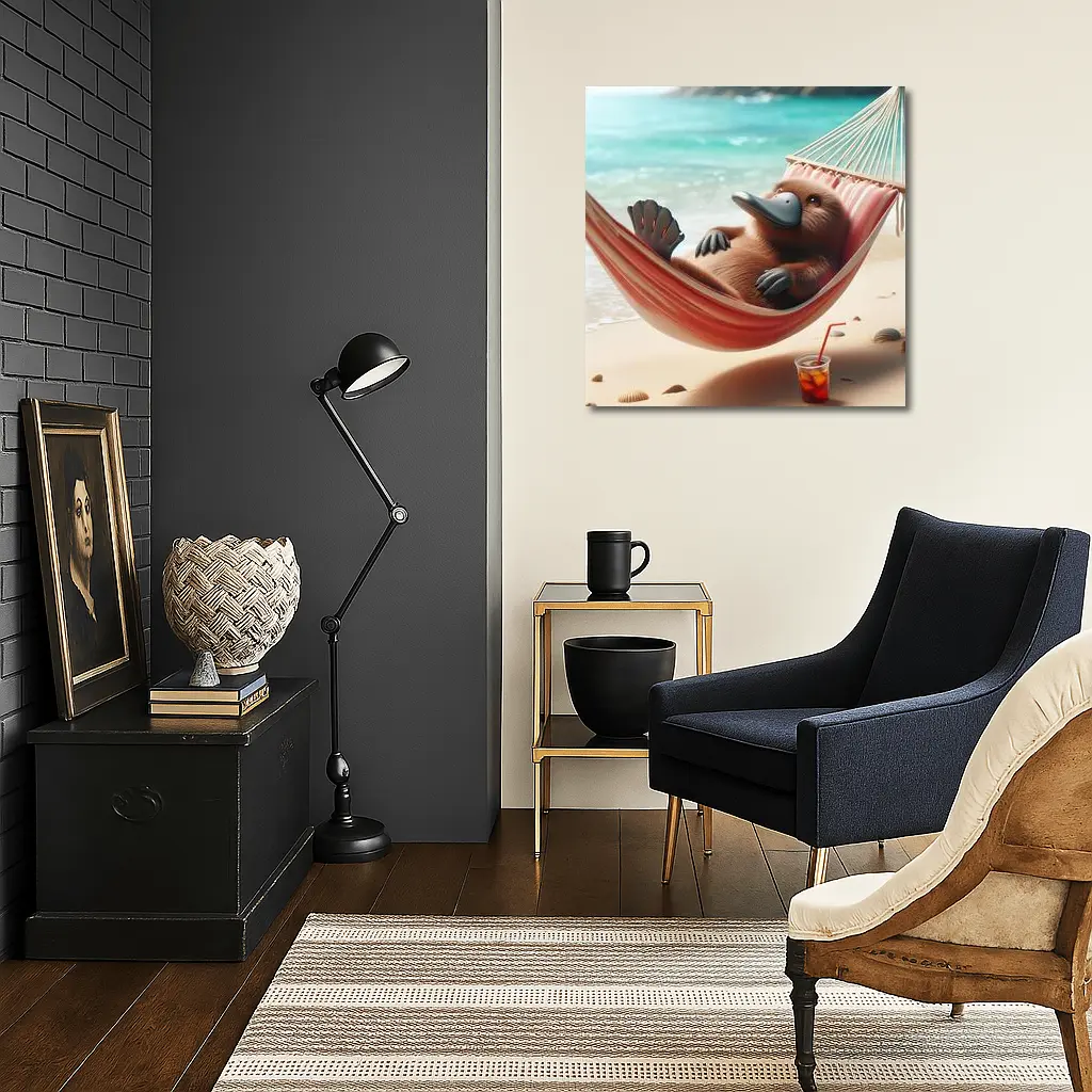 Platypus Relaxing In Beach Hammock – Wall Art