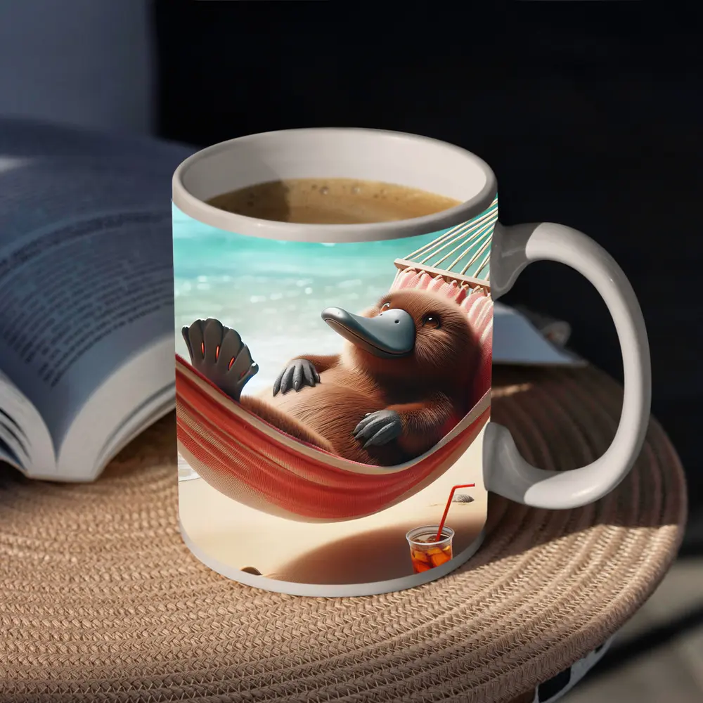 Platypus Relaxing In Beach Hammock – Mugs