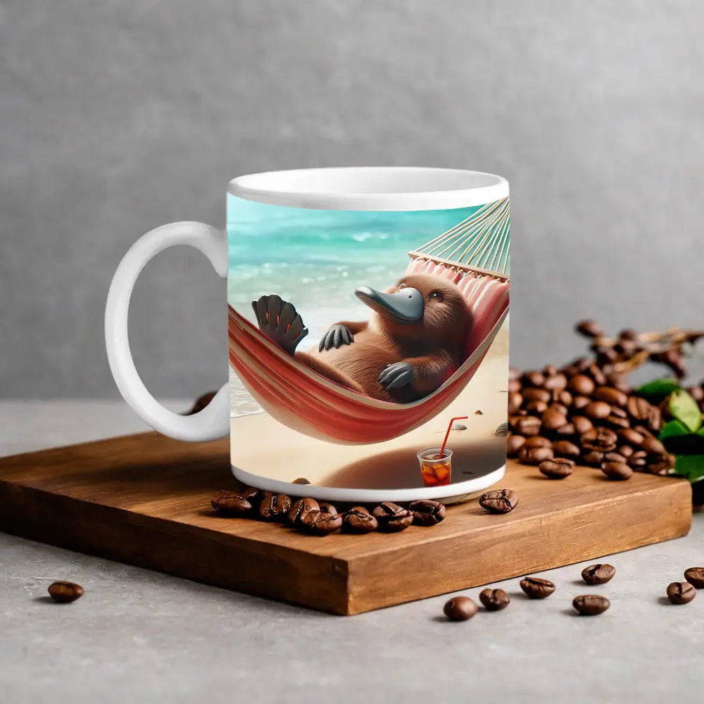 Platypus Relaxing In Beach Hammock – Mugs