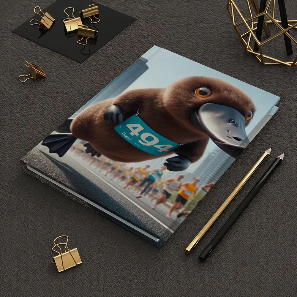 Cartoon Platypus Running City Marathon Race – Notebooks