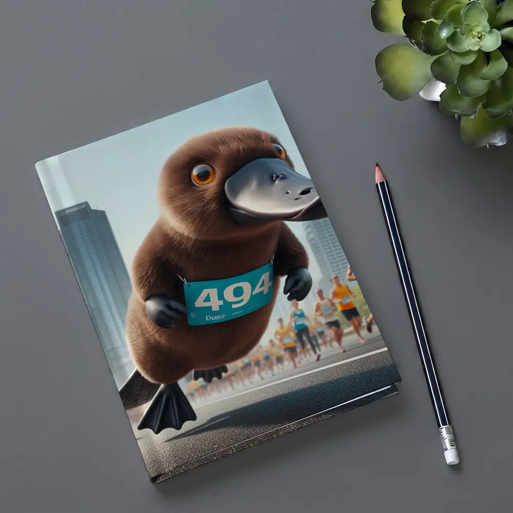 Cartoon Platypus Running City Marathon Race – Notebooks