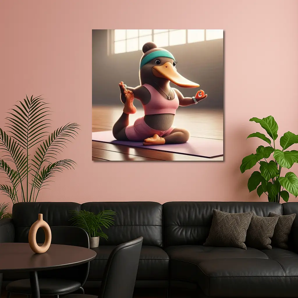Cartoon Platypus Doing Yoga Pose – Wall Art