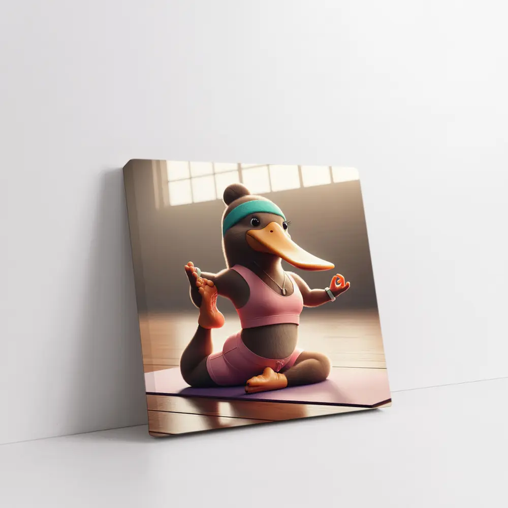Cartoon Platypus Doing Yoga Pose – Wall Art