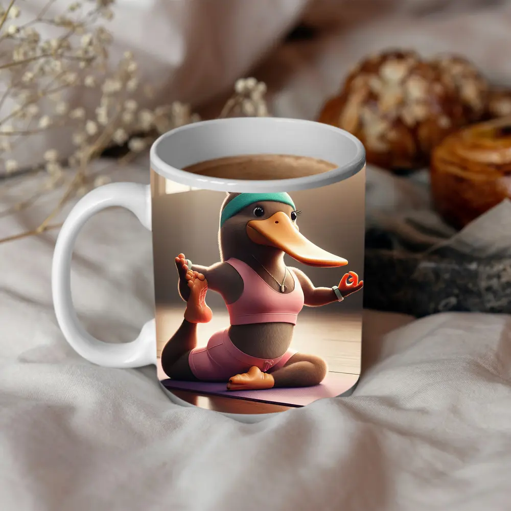 Cartoon Platypus Doing Yoga Pose – Mugs
