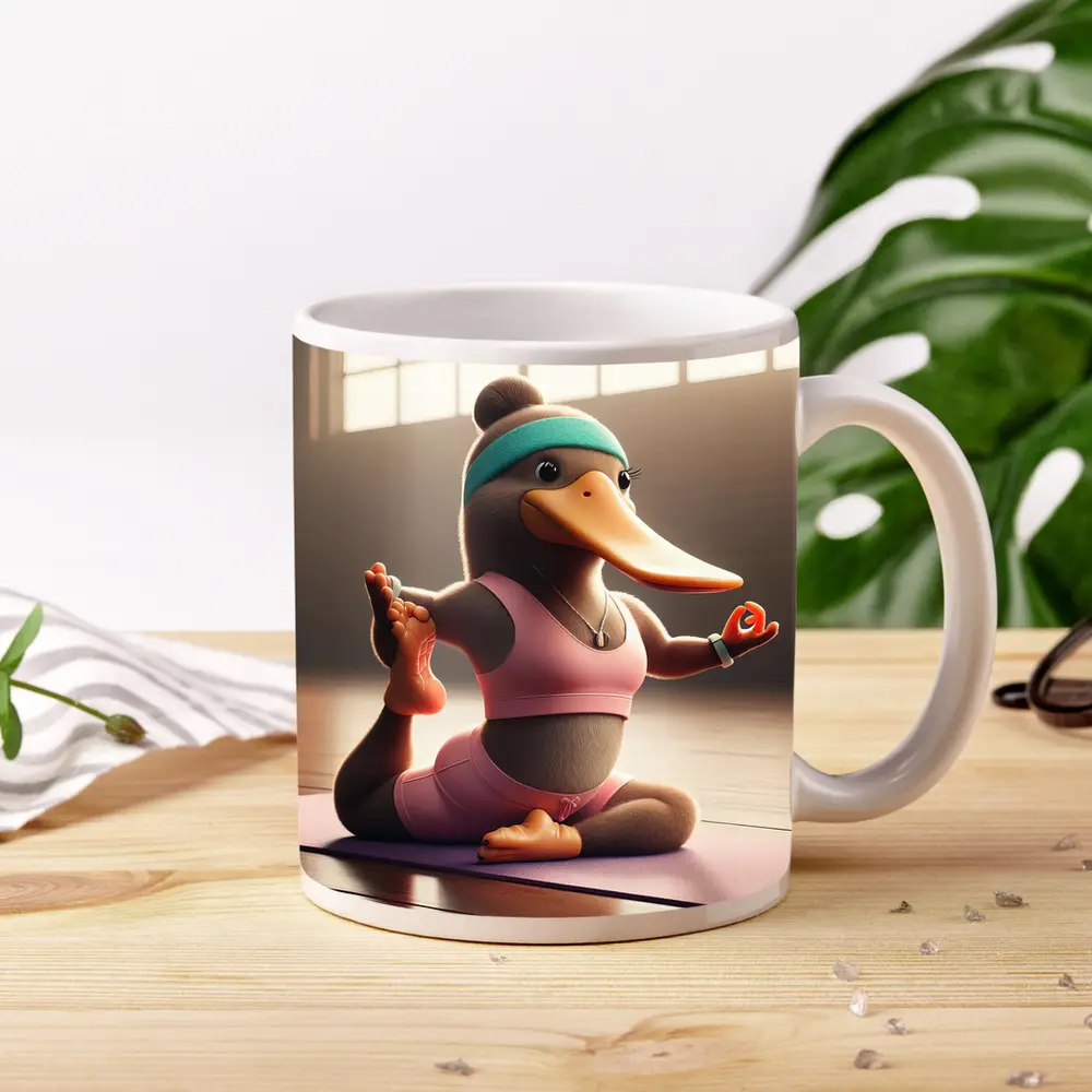 Cartoon Platypus Doing Yoga Pose – Mugs