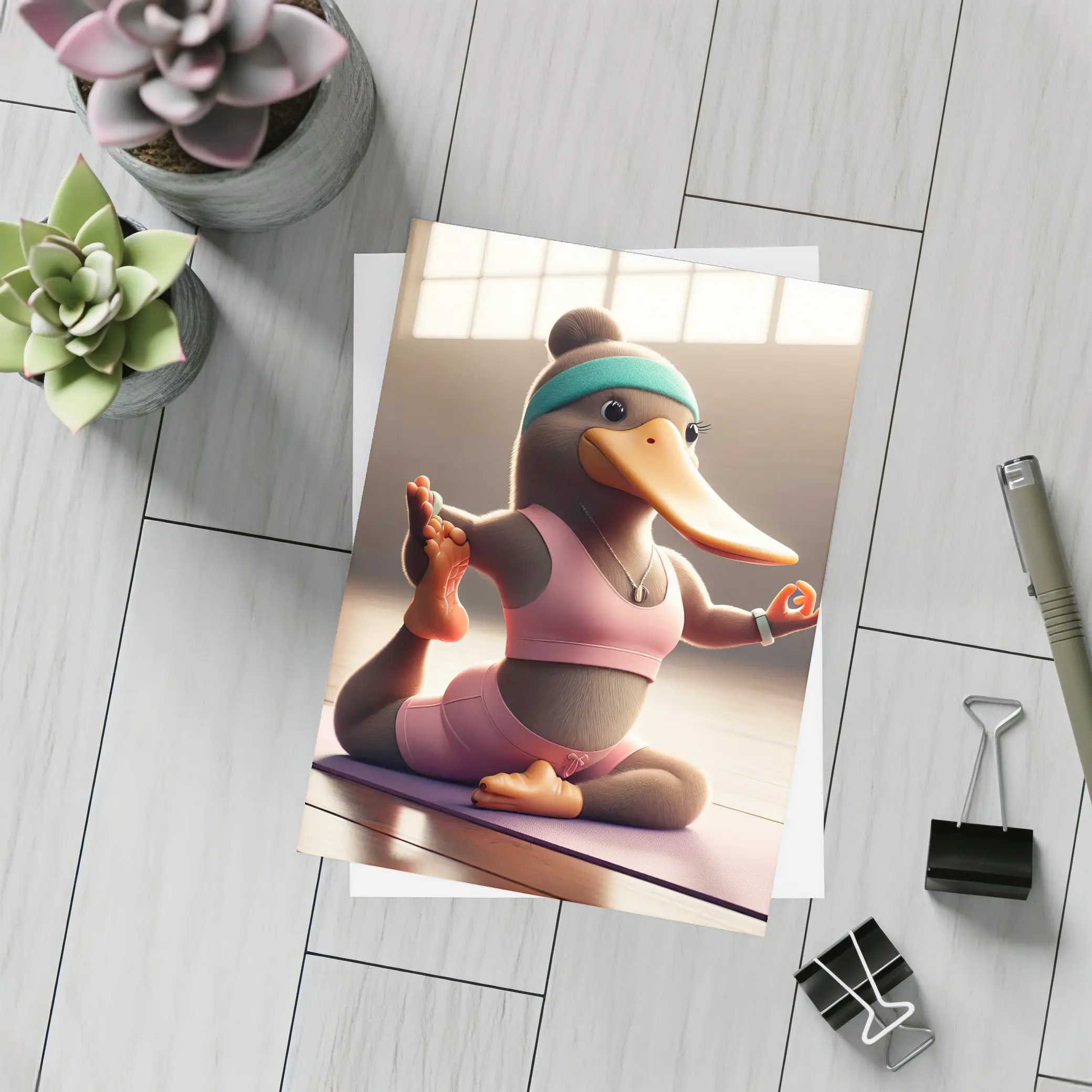 Cartoon Platypus Doing Yoga Pose – Postcards