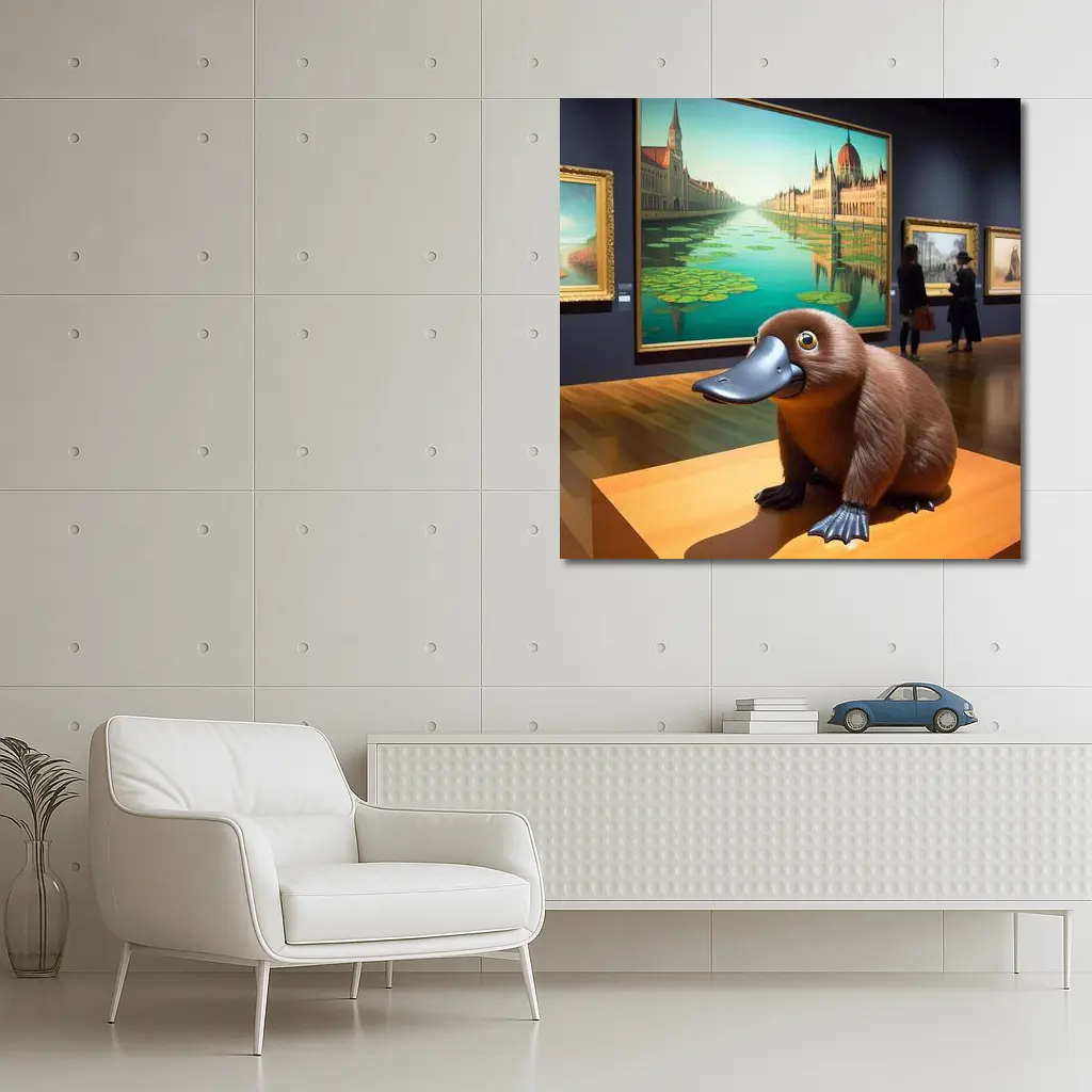 Platypus Sculpture Inside Art Museum Gallery – Wall Art