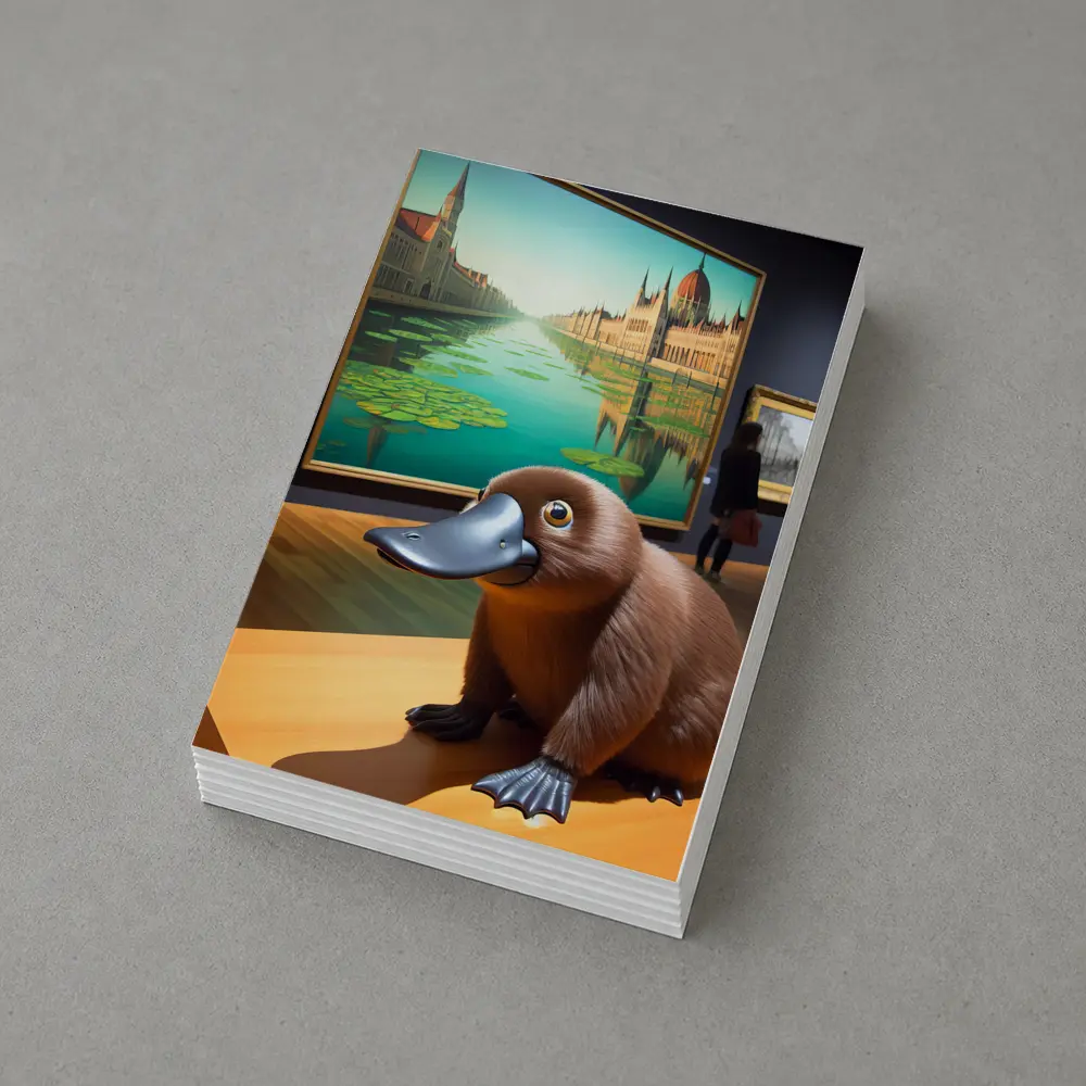 Platypus Sculpture Inside Art Museum Gallery – Postcards