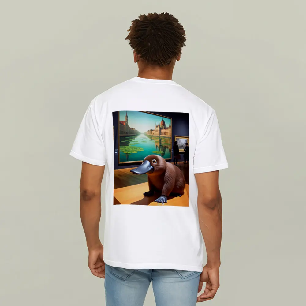 Platypus Sculpture Inside Art Museum Gallery – T-Shirts