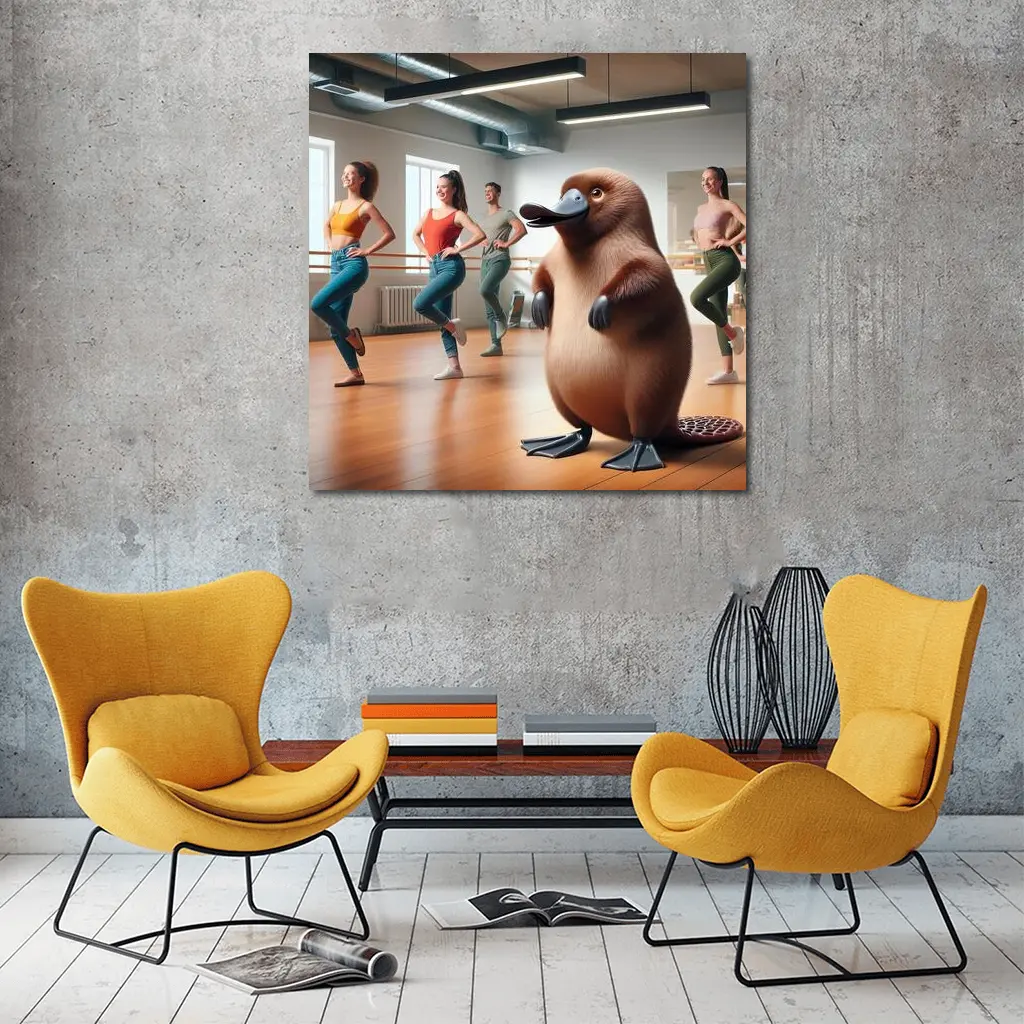Platypus Dancing in Modern Dance Studio – Wall Art