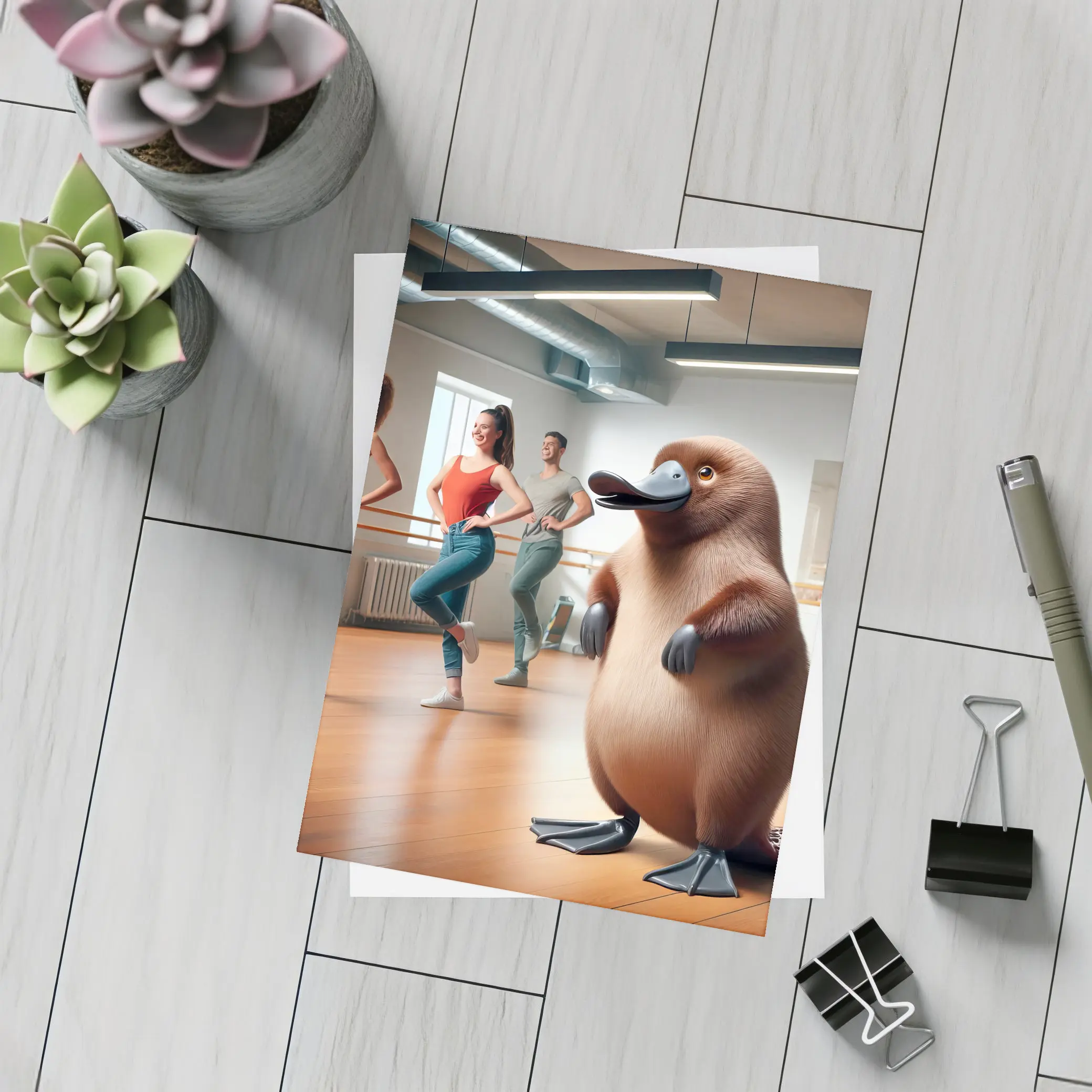 Platypus Dancing in Modern Dance Studio – Postcards