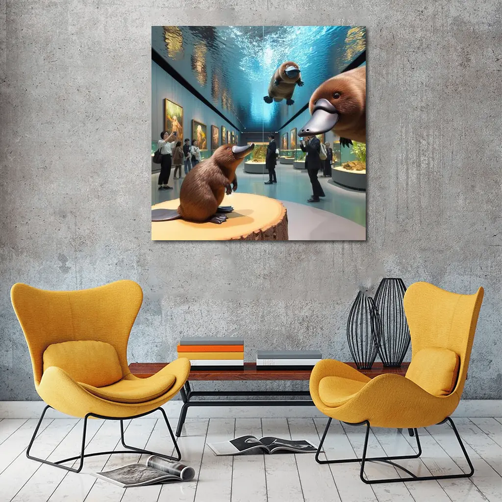 Platypus Art Gallery Museum Aquarium Scene – Wall Art