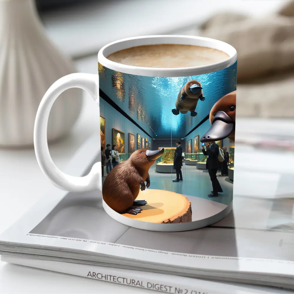 Platypus Art Gallery Museum Aquarium Scene – Mugs