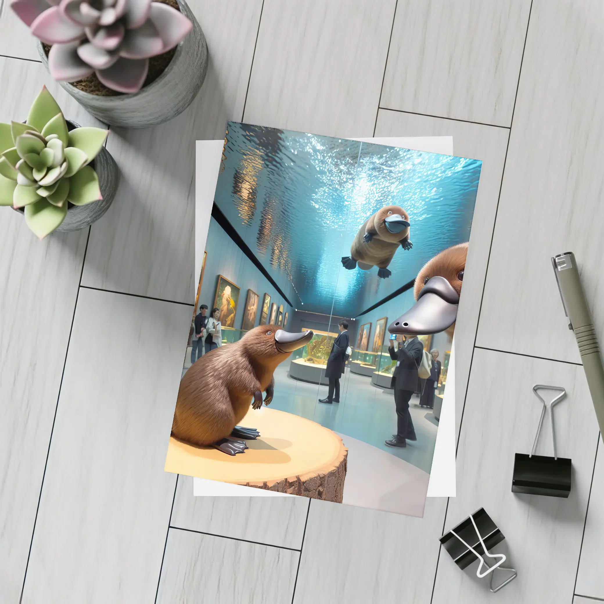 Platypus Art Gallery Museum Aquarium Scene – Postcards