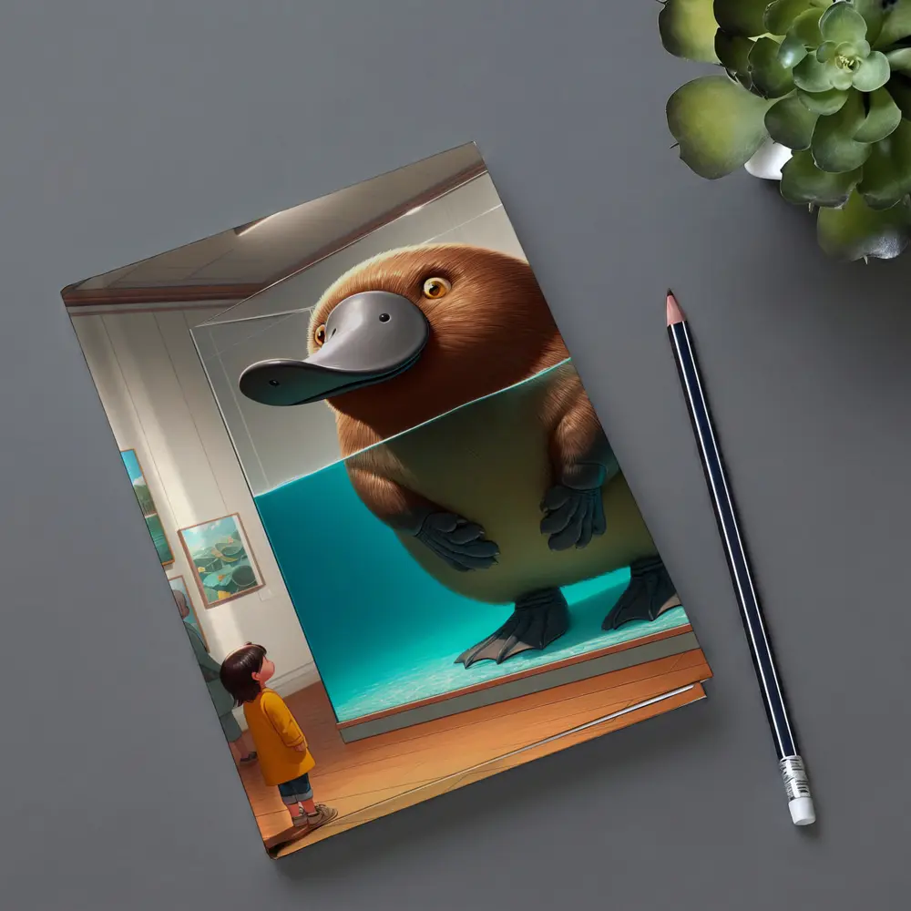 Giant Platypus in Museum Aquarium Cartoon Art – Notebooks